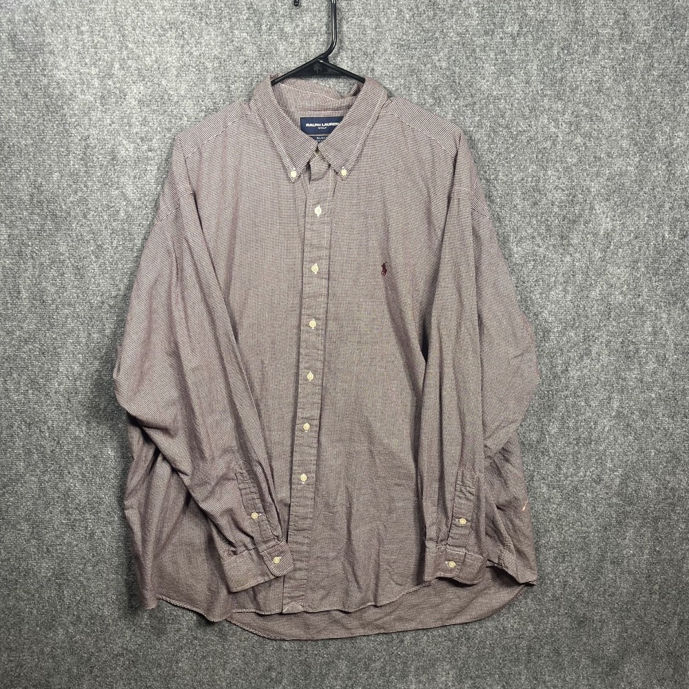 Ralph Lauren Golf Mens 2XL Brown Check Pony Long Sleeve Button Up Blake XXL